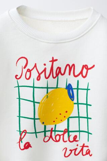 ZARA Х CASA LAWA ТОЛСТОВКА С ПРИНТОМ, ЖЕЛТОВАТО-БЕЛЫЙ