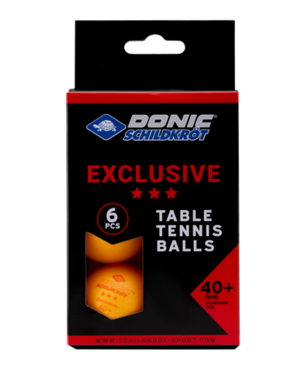 Мяч для настольного тенниса 3* Exclusive, оранжевый, 6 шт.