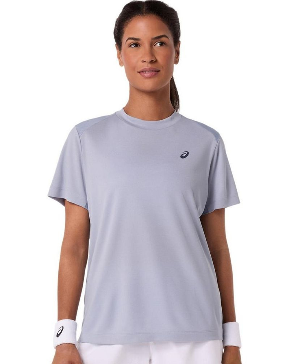 Женская теннисная футболка Asics Court Short Sleeve - grey blue