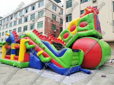 Большая надувная горка "Три дракона" 11*8*8 м