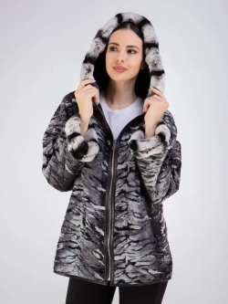 Куртка из натуральной кожи с капюшоном двустороннее