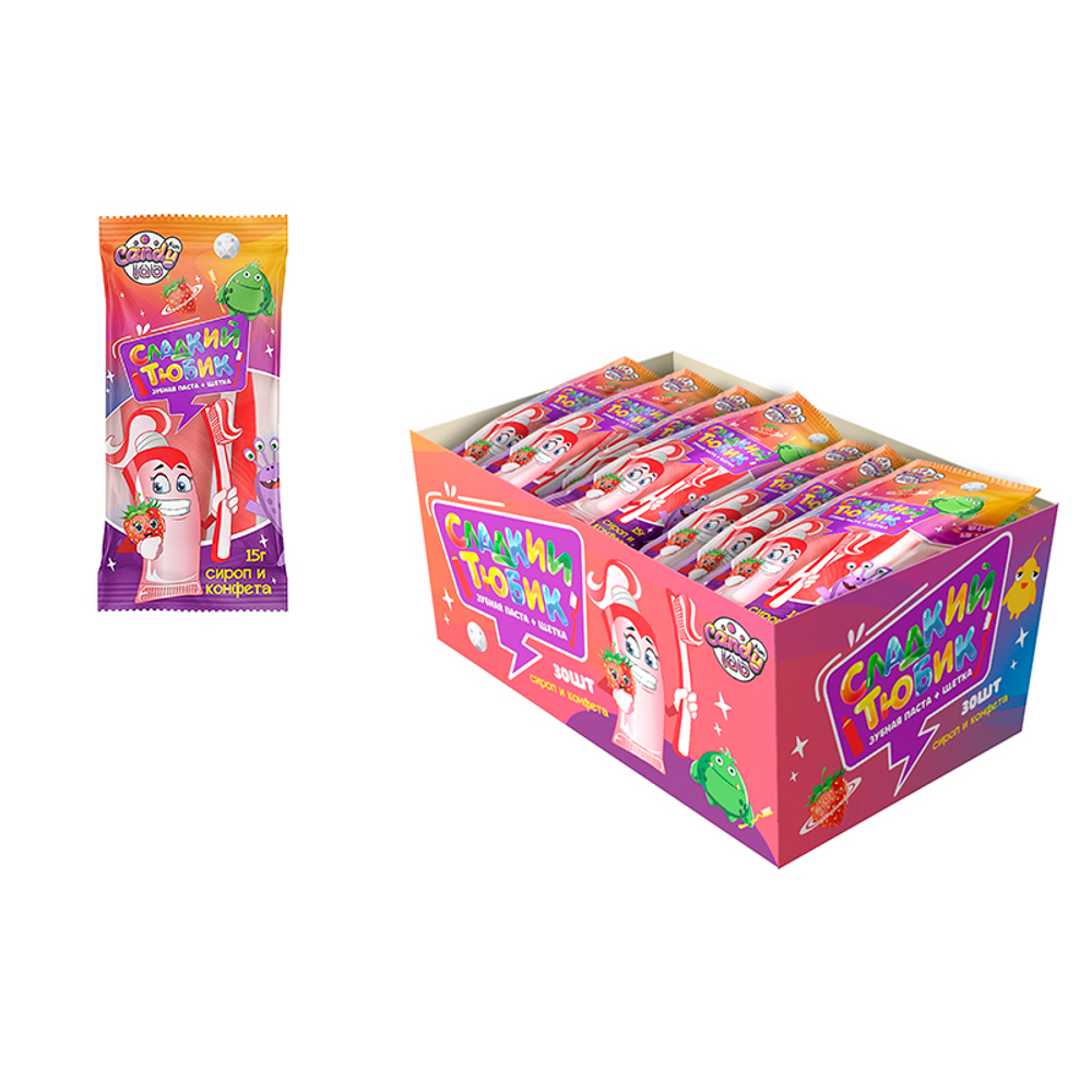 Желе и сахарное драже "Сладкий тюбик" 20*30шт 12,5г
