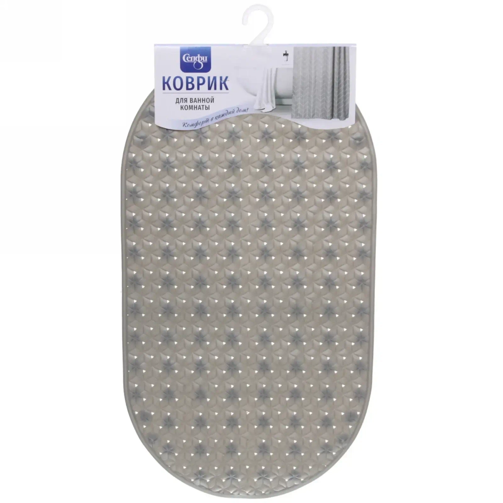 Коврик в ванну Селфи 68х38 ПВХ Элегия серый