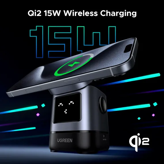 UGREEN W709 UNO 2-in-1 Robot Magnetic 20W for iPhone/AirPods Grey