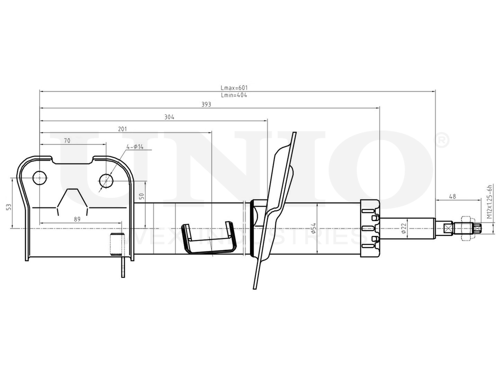 Амортизатор газовый передней подвески левый UNIO SAB-10255