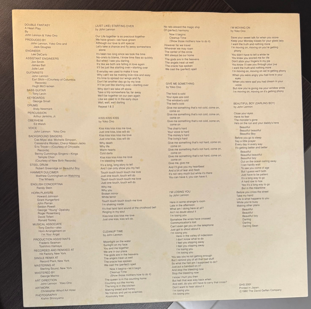 Виниловая пластинка John Lennon & Yoko Ono ‎– Double Fantasy LP