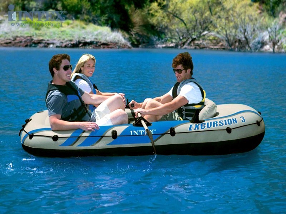 Трехместная надувная лодка Excursion 3 Set, до 300 кг.