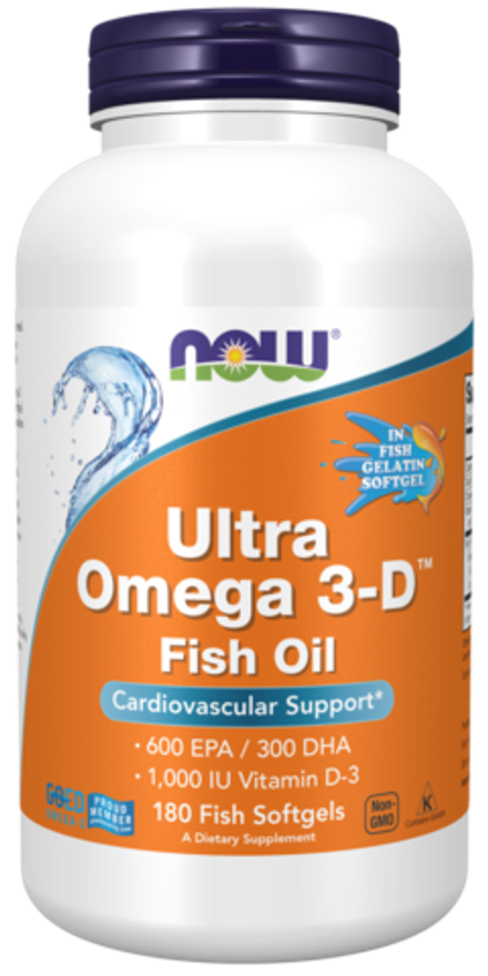 NOW Foods, Ультра омега с витамином Д-3, Ultra Omega 3-D, 180 капсул