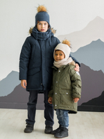 Шапка зимняя вязаная (Синий меланж) БУБА