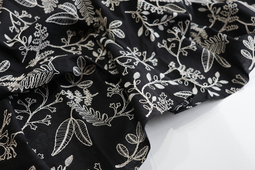 ТЕМНЫЙ - Хлопок с объемной вышивкой (1414 Маша)