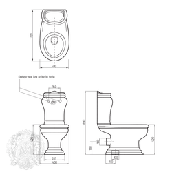 Унитаз напольный с бачком Migliore Milady ML.MLD-25.701.D3.BR горизонтальный выпуск, кнопка схема