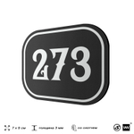 Номерок на дверь квартиры 273, для кабинета, офиса, шильдик 9 х 7 см, черный, Айдентика Технолоджи