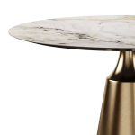 Стол круглый Lucas 120, керамика глянцевая, белая / опора золото