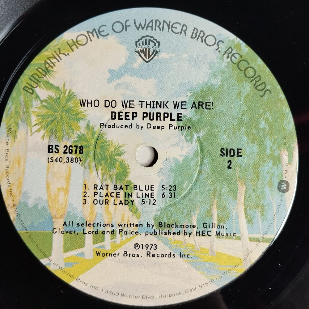 Винтажная виниловая пластинка LP Deep Purple Who Do We Think We Are (USA 1975) Rat Bat Blue