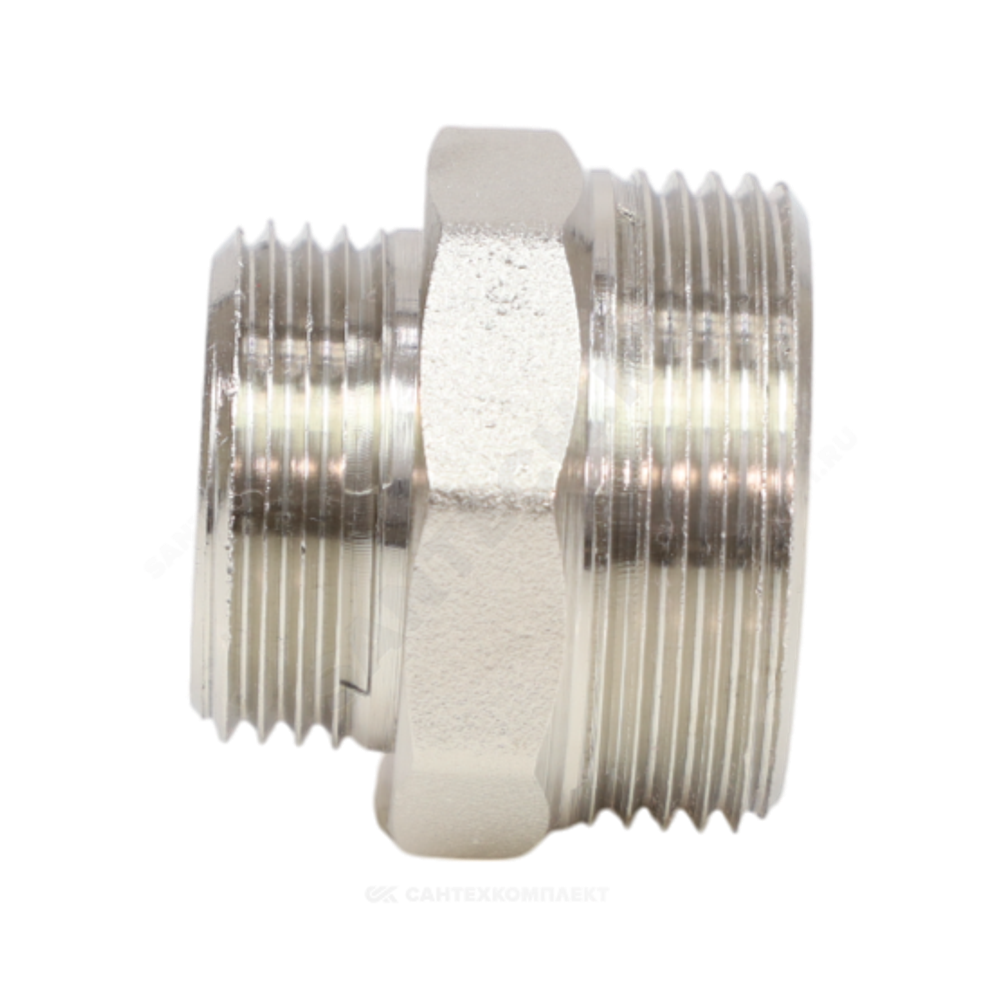 Ниппель латунь никель переходной Ду 25х20 (1"х3/4") НР VALFEX VF.580.N.100.034