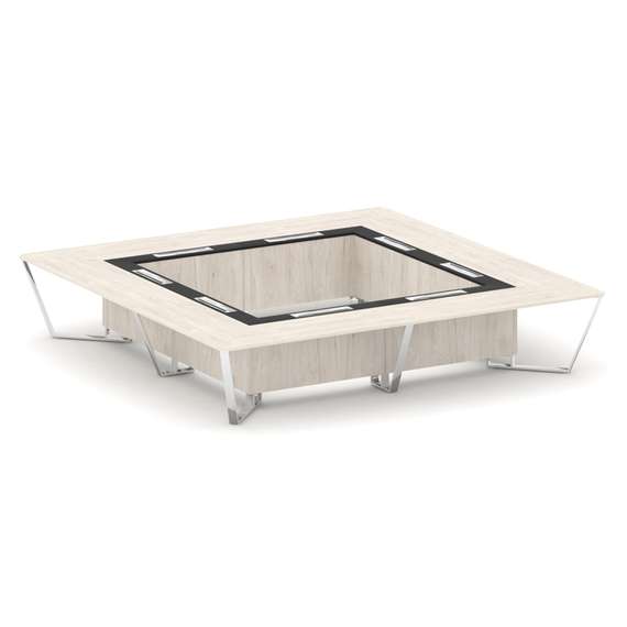 Steel Meet Стол переговорный квадратный MMK-PR.B.SP-20K2 Денвер Светлый/Графит Глянец/Нержавеющая Ст