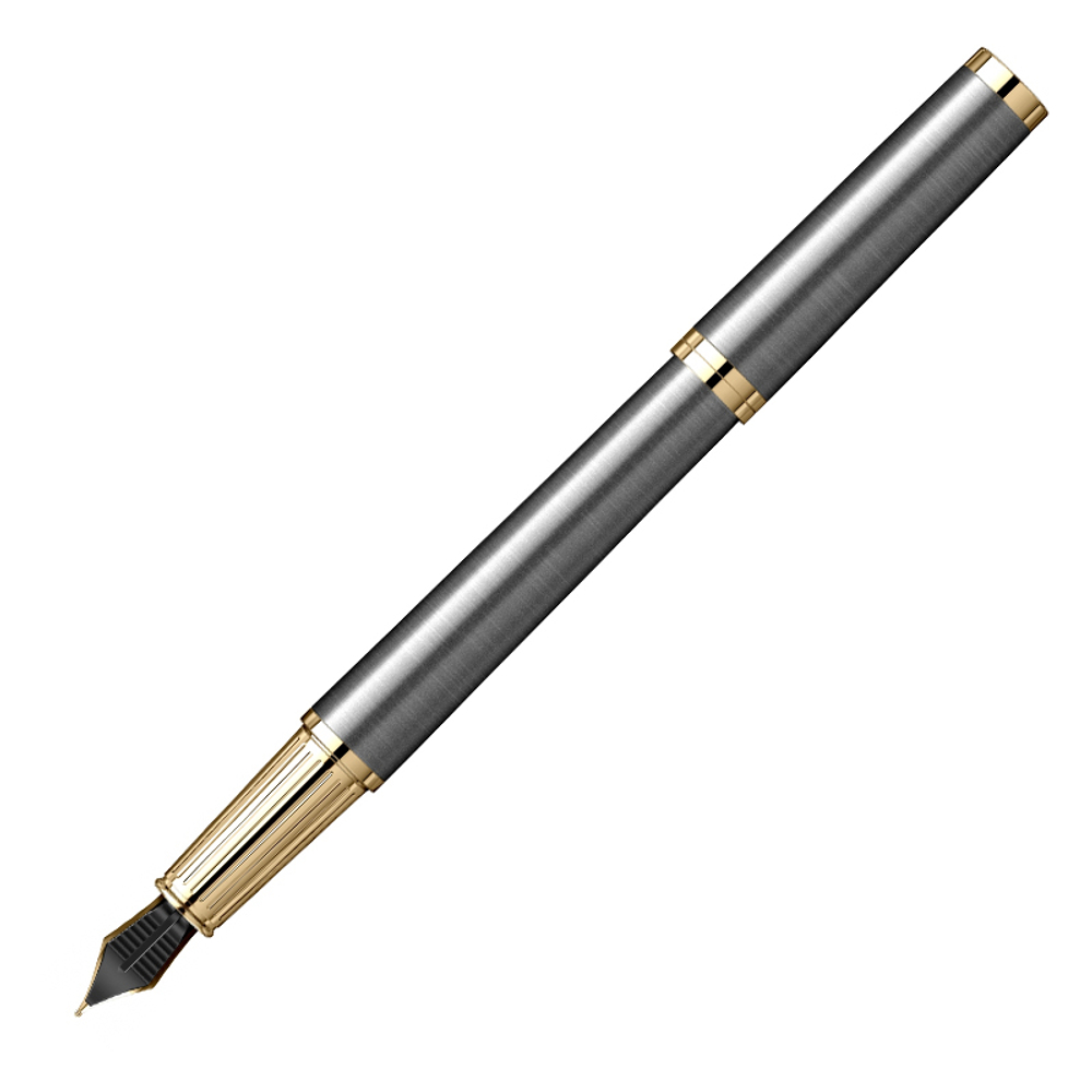 Перьевая ручка Parker Ingenuity Grey Core GT, перо: F (2 картриджа black и blue) в подарочной коробке