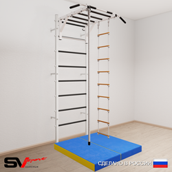 Шведская стенка Sv Sport усиленная 6344 (Турник рукоход/Канат/Лестница/Мат 1м)