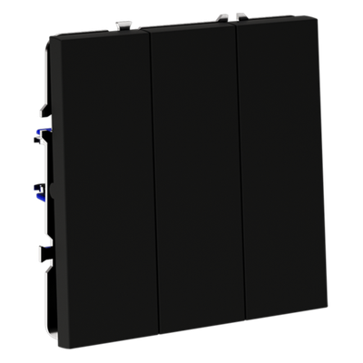 Выключатель встраиваемый VOLTUM S70 трехклавишный 10А, (черный матовый)