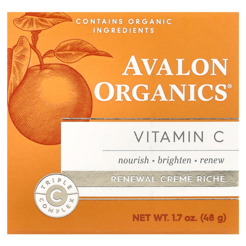 Avalon Organics, восстанавливающий крем с витамином С, 48 г (1,7 унции)