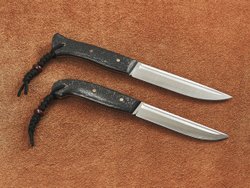 Спарка цельнометаллических финских ножей, сталь VG10, рукоять карбон (черный спейсер)