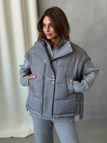 Серый утепленный жилет