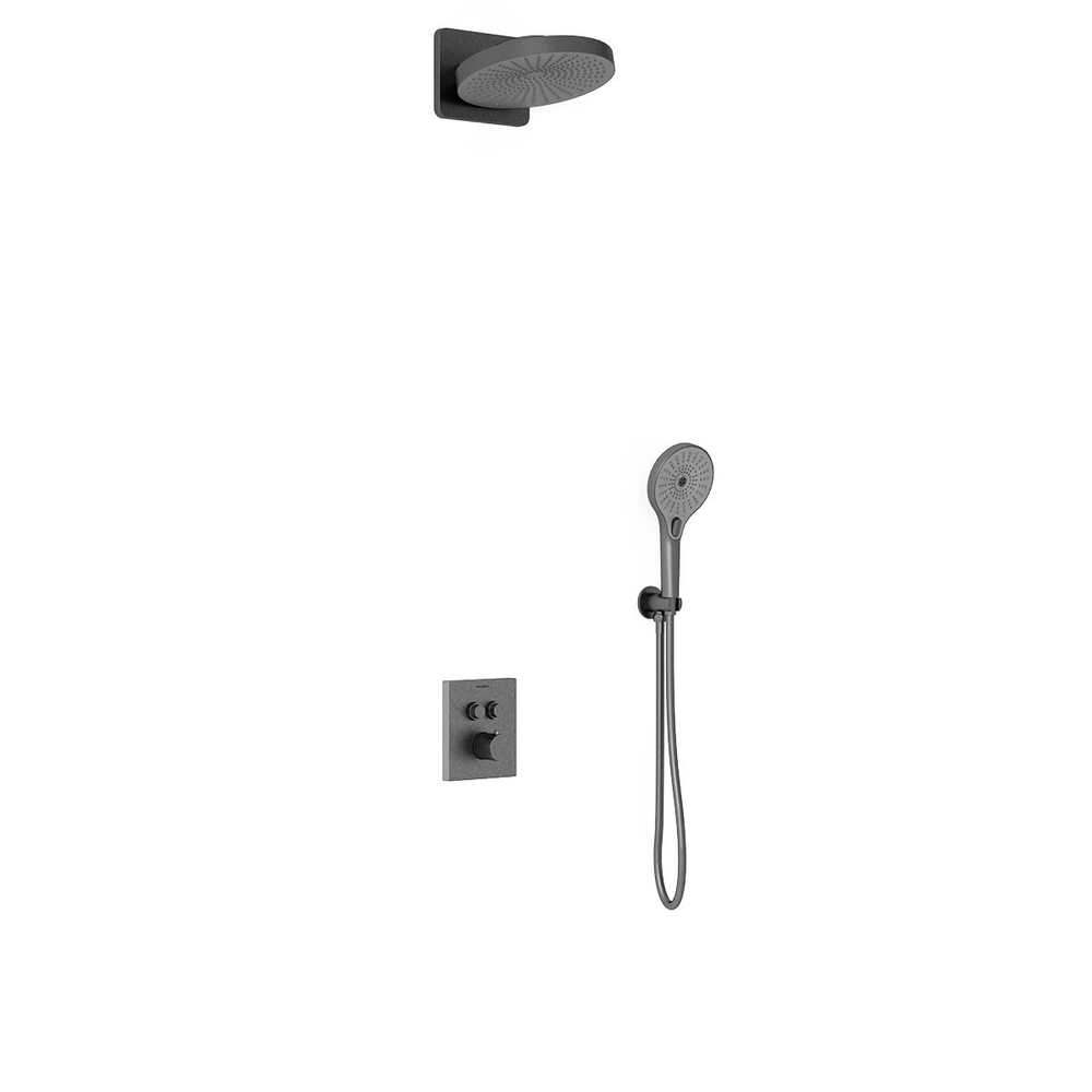 Душевой комплект Vincea Inspire VSFW-3I21T1GM встраиваемый, термостатический, 2 режима, вороненая сталь