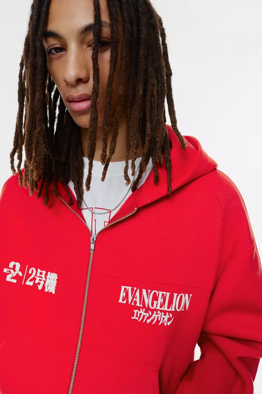 PULL&BEAR Толстовка с капюшоном Evangelion, красный