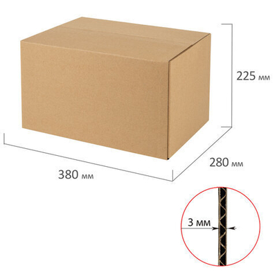 Коробка, длина 380 х ширина 280 х высота 225 мм, 20 штук в комплекте.