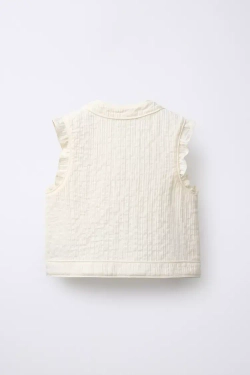 ZARA ЖИЛЕТ С ОБОРКАМИ, ЭКРЮ