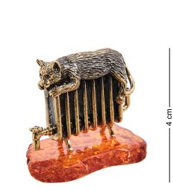 Народные промыслы AM-3080 Фигурка «Кот Зимний вечер» (латунь, янтарь)