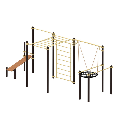 Спортивный комплекс №10, с качелями и скамьей 6500*2300*2700 мм., D=89 мм.