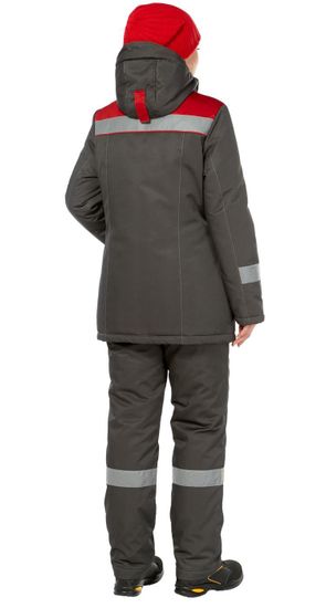 Костюм зимний женский "Тимбер" брюки (т.серый/красный)
