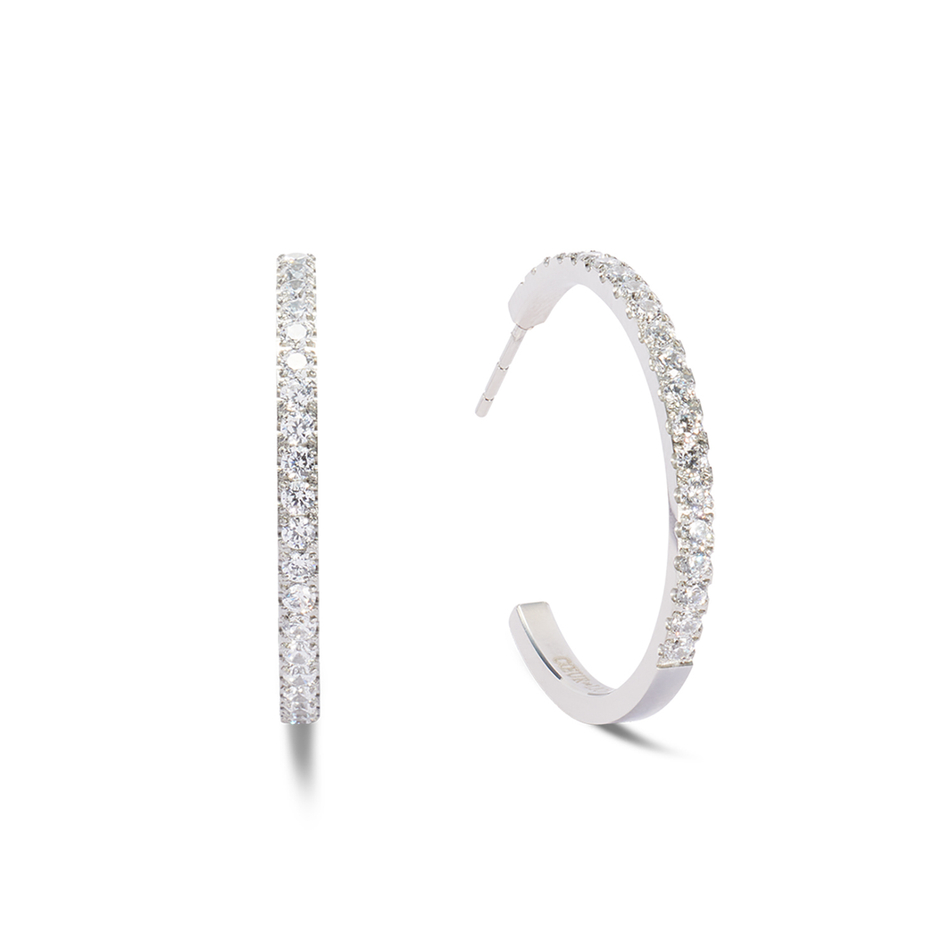 Серьги Coeur de Lion Hoop Crystal-Silver 30мм 0147/23-1817