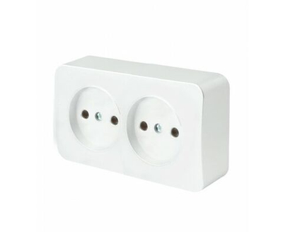 Розетка 2-местная без заземления открытой установки !! 4 ШТУКИ !!, 250В, 10А, IP20, серия София, белый, MST10-12-01, STEKKER 49303