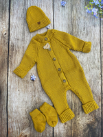 Комплект на выписку 3 предмета "Maremtex" (Комбинезон, шапка, пинетки) (Цвет: Темно-синий)