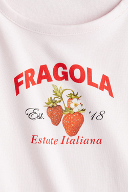 H&M Футболка из хлопка с принтом, светло-розовый