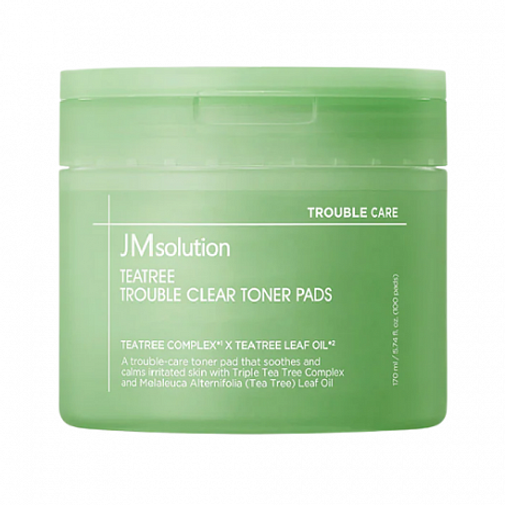 JMsolution Tea Tree Trouble Clear Toner Pads, 100ea - Успокаивающие тонер-пэды с экстрактом чайного дерева