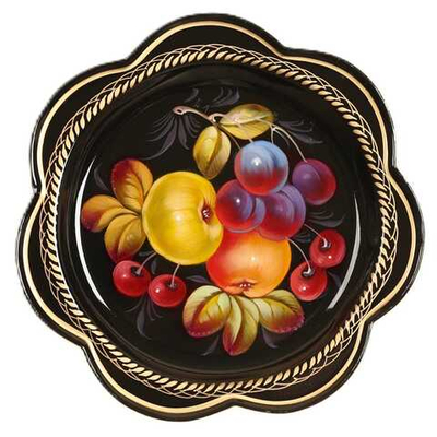 Жостовский поднос декоративный, размер 18 см (A1), металлический