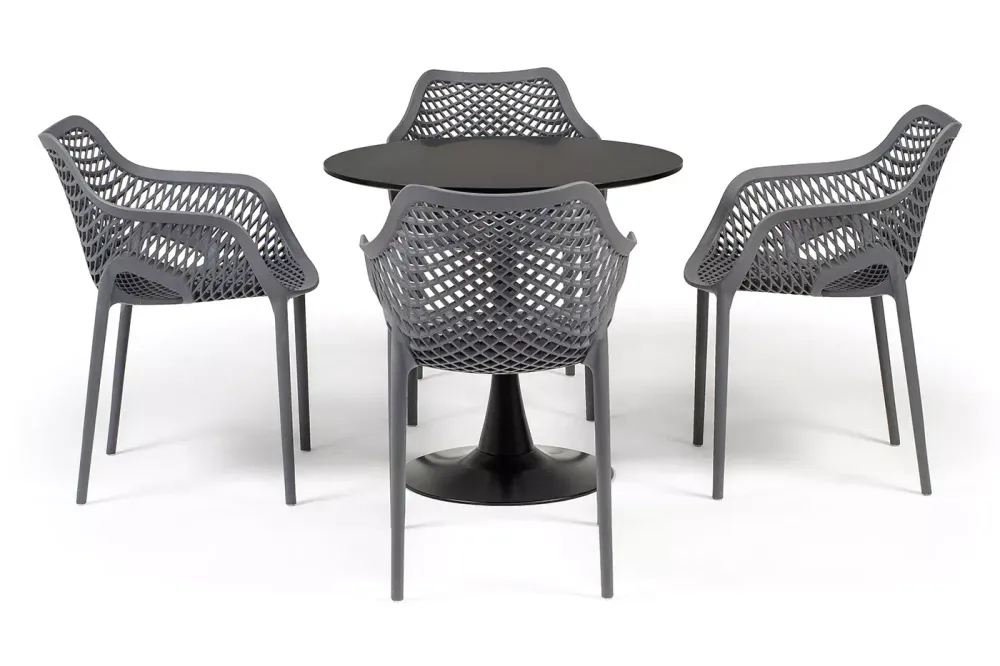 "Беллини" обеденная группа на 4 персоны, цвет темно-серый