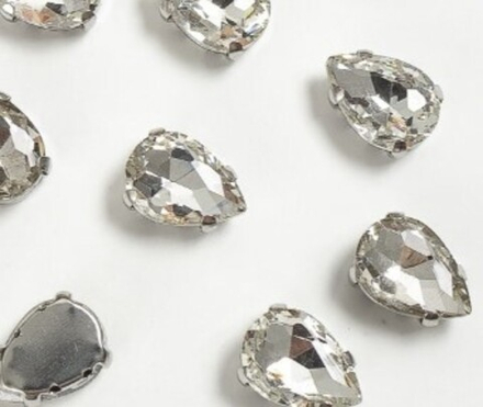 Стразы пришивные стекло в оправе, р. 14 мм, серебро