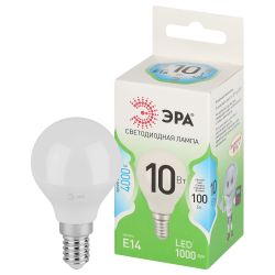 Лампочка светодиодная ЭРА GREEN LINE LED P45-10W-840-E14 GL E14 10 Вт шар яркий белый свет