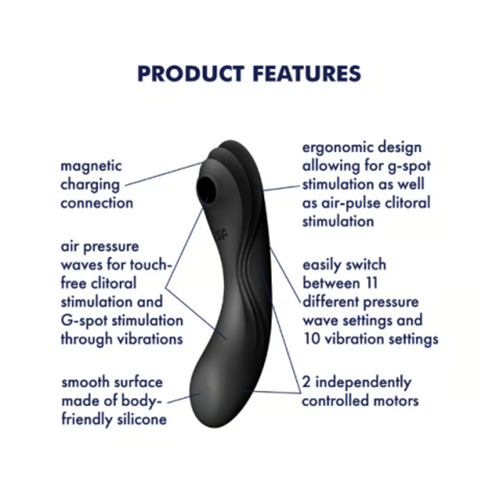 Вакуумный стимулятор с вибрацией Satisfyer Curvy Trinity 4 черный