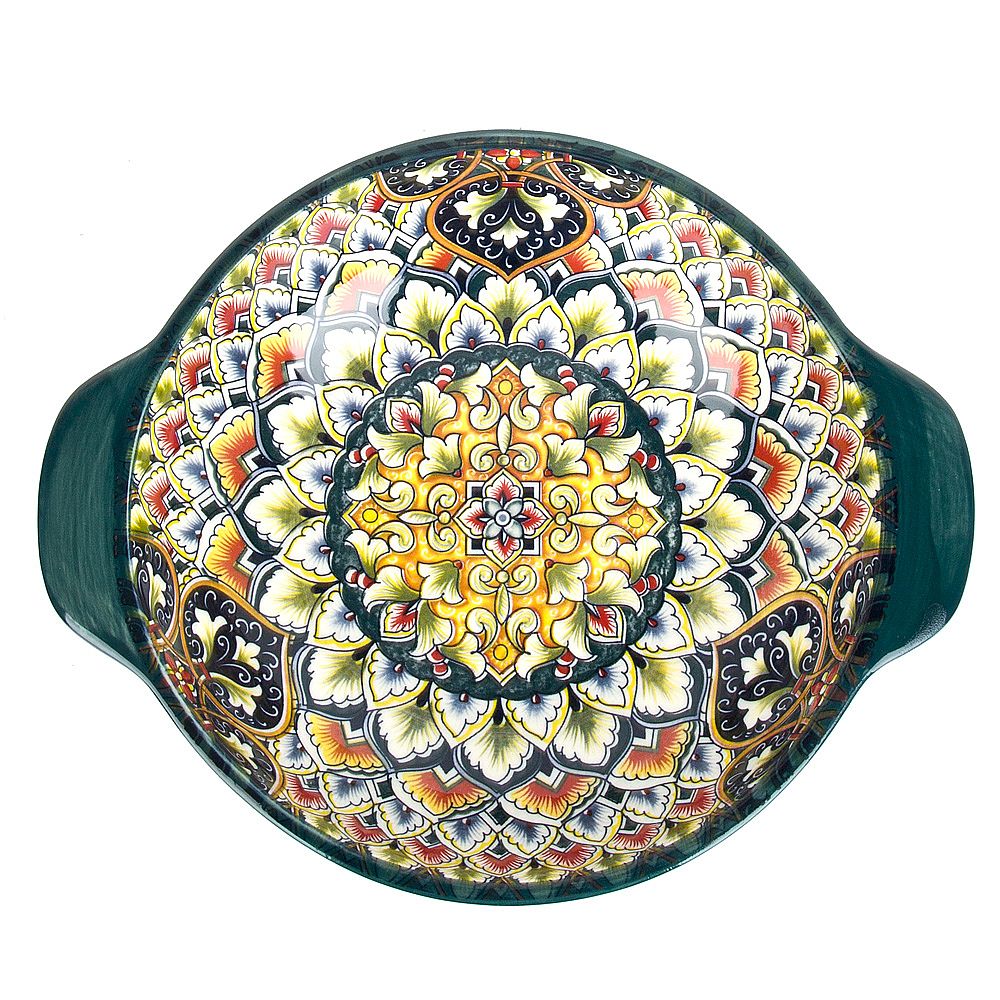 Салатник с ручками " " (зеленый) 25х20,5х6см v=1200мл (min6) (транспортная упаковка)