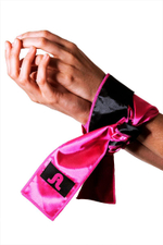 Черно-розовая атласная повязка на глаза Satin Sash (Цвет: черный с розовым)