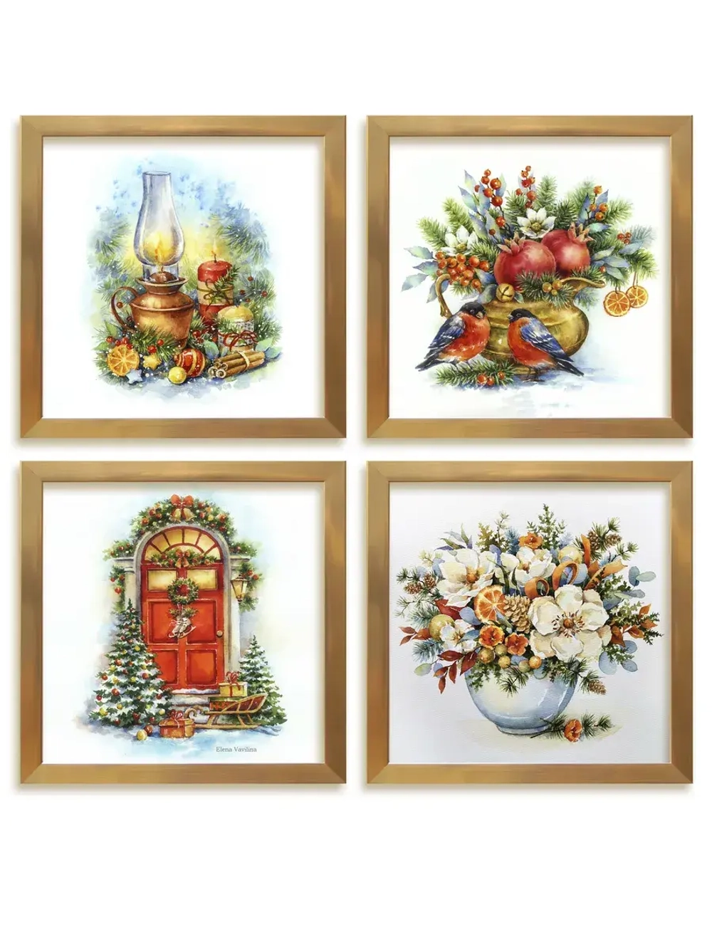 Картины на стену интерьерные на холсте 4 шт, 23*23 см