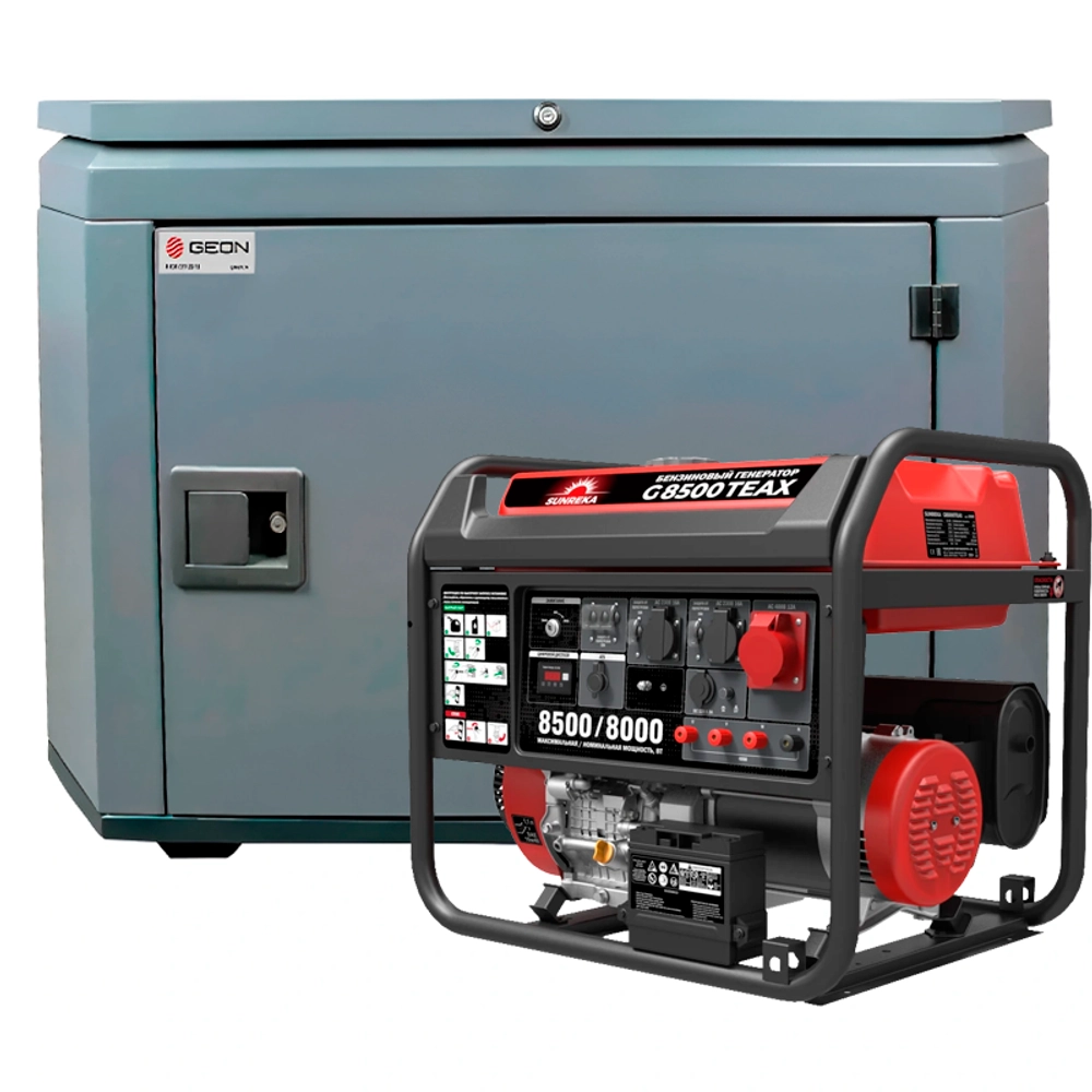 Генератор бензиновый SUNREKA G8500TEAX с кожухом Geon 1400SS RAL 7024