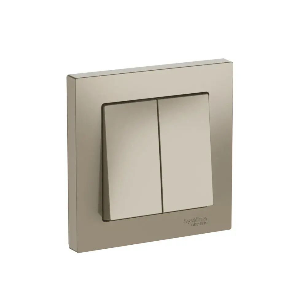 ATLASDESIGN 2-клавишный ВЫКЛЮЧАТЕЛЬ, сх.5, 10АХ, в сборе, быстрозажим. клем., ШАМПАНЬ