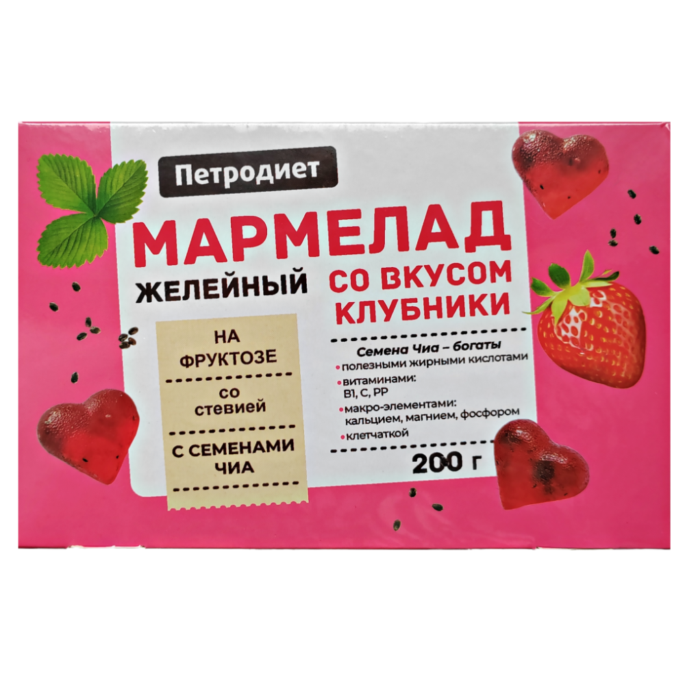 Мармелад желейный со вкусом клубники Петродиет 200 гр