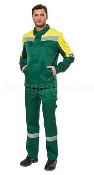 Костюм "Монтажник" полукомбинезон (зеленый/желтый)